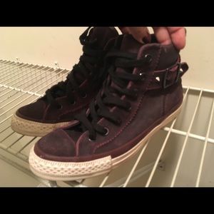 Converse Chuck  Leather Collar Strap Burgundy